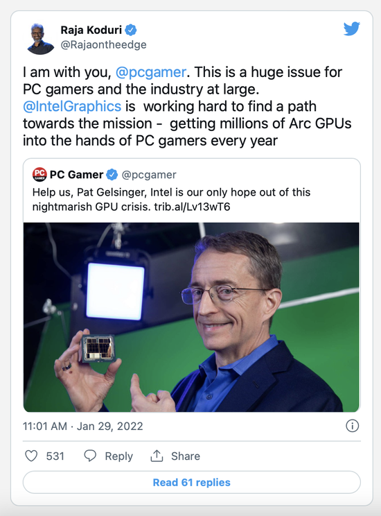 英特尔回应全球“显卡危机”：每年为PC玩家出货数百万个Arc GPU - 英特尔