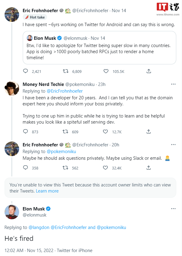 程序员在 Twitter 上公开指出马斯克推文错误，遭解雇 - 互联网