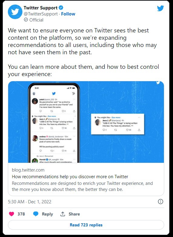 显示更多未关注用户推文，Twitter 表示已向所有用户扩展推荐算法 - 互联网