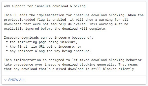 谷歌 Chrome 浏览器将推新安全选项：阻止用户通过不安全的 HTTP 链接下载文件 - 互联网