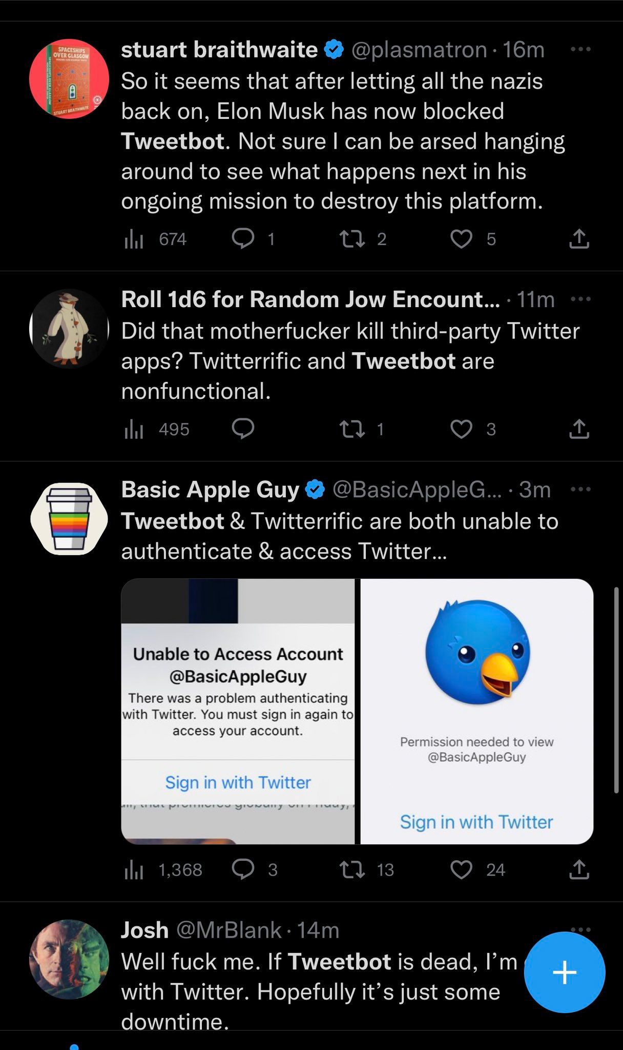 马斯克调整 Twitter API，Tweetbot 等第三方客户端已无法连接 - 互联网