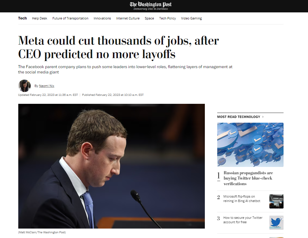 消息称 Meta 计划再裁员数千人，此前扎克伯格曾预计不再裁员 - IT国际资讯