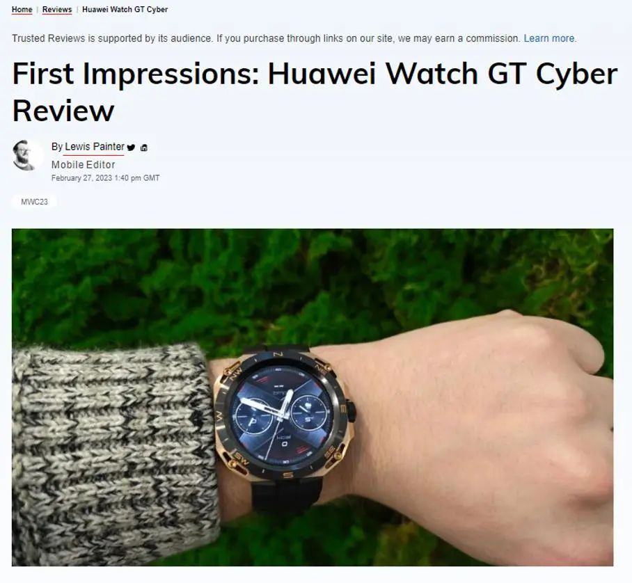 HUAWEI WATCH GT Cyber赢得MWC 2023最佳产品奖，引领穿戴潮流新风尚 - 通信终端