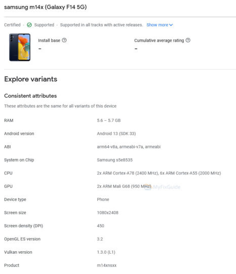 三星 Galaxy F14 5G 手机曝光：搭载 Exynos 1330 芯片，预装安卓 13 - 通信终端