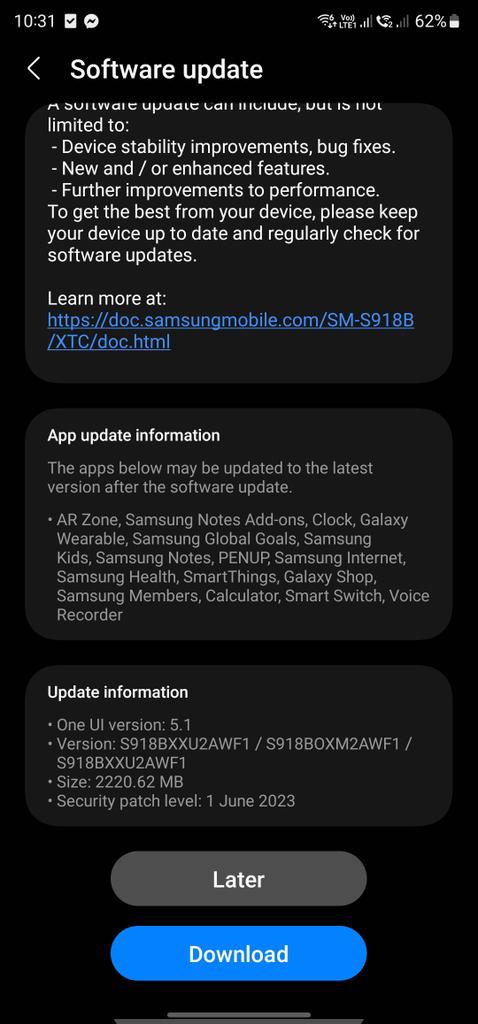 改进相机、大小 2.2GB，三星向 Galaxy S23 系列推送 6 月更新 - 通信终端