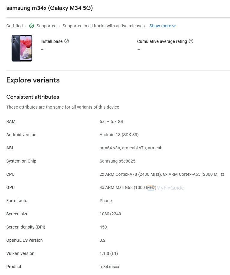 三星 Galaxy M34 5G 手机现身谷歌 Play 管理中心：确认 Exynos 1280 芯片 - 通信终端