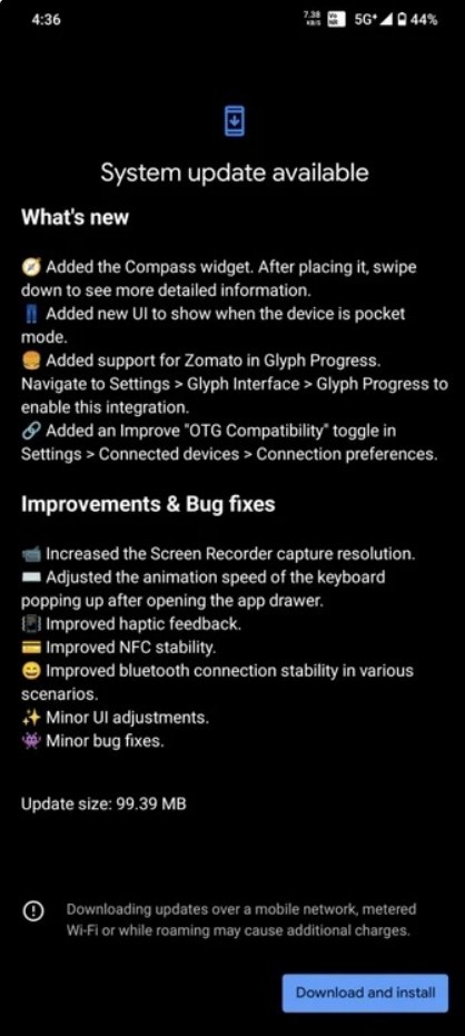 Nothing Phone（2）手机获推 Nothing OS 2.0.3 更新，新增指南针小部件 - 通信终端