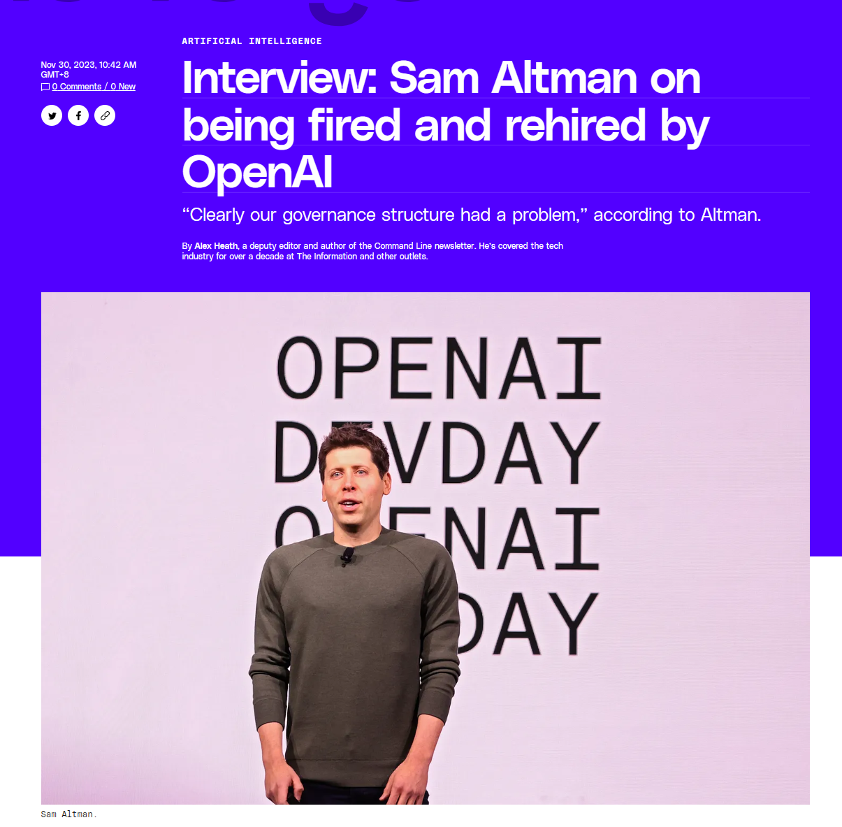 阿尔特曼拒绝回答为何被OpenAI解雇，新董事会将进行独立调查 - IT国际资讯