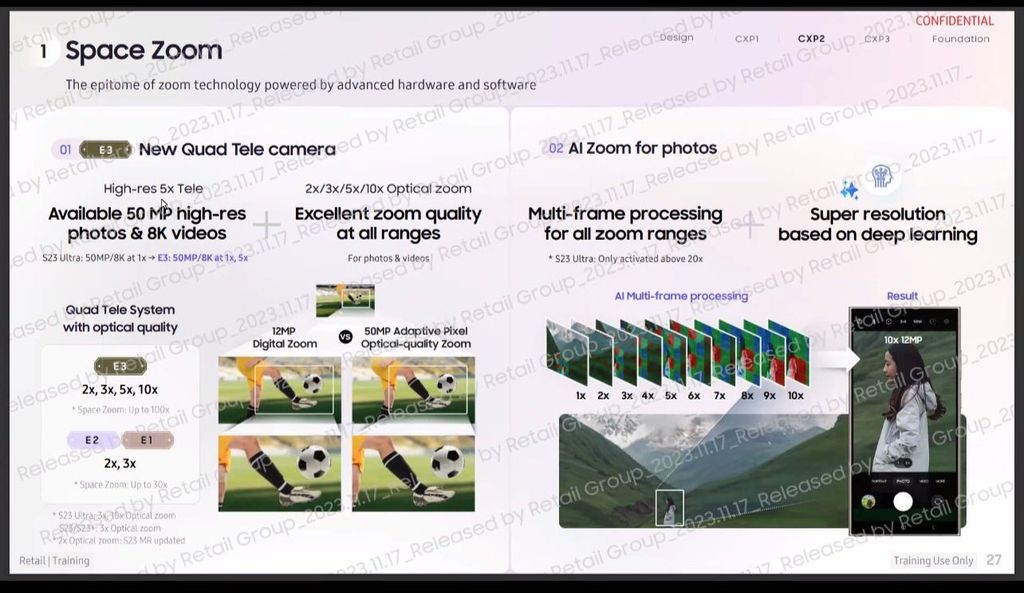 三星Galaxy S24 Ultra手机宣传物料曝光：支持多款光追游戏、5倍变焦8K视频录制 - 通信终端