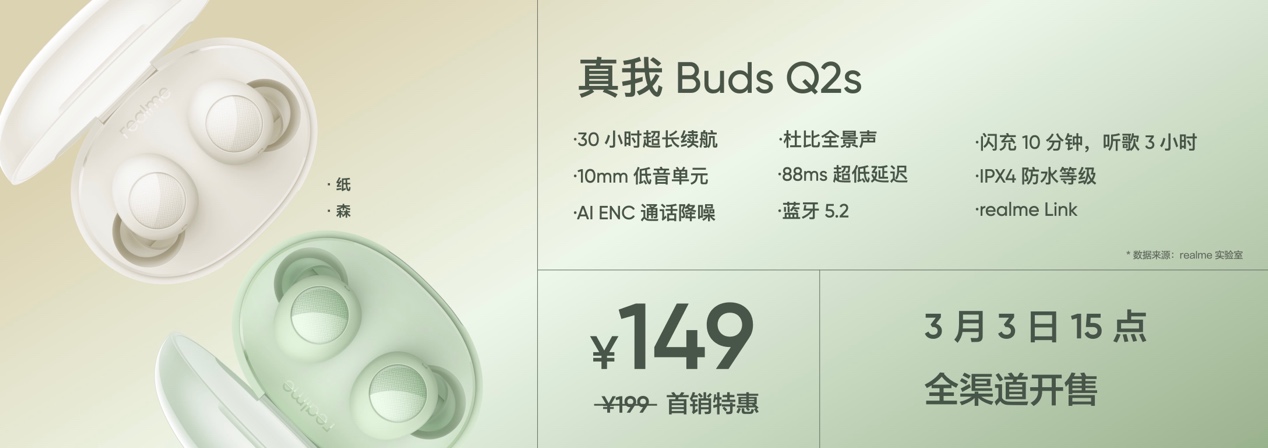 realme发布新款耳机，真我Buds Q2s首销149元 - 通信终端